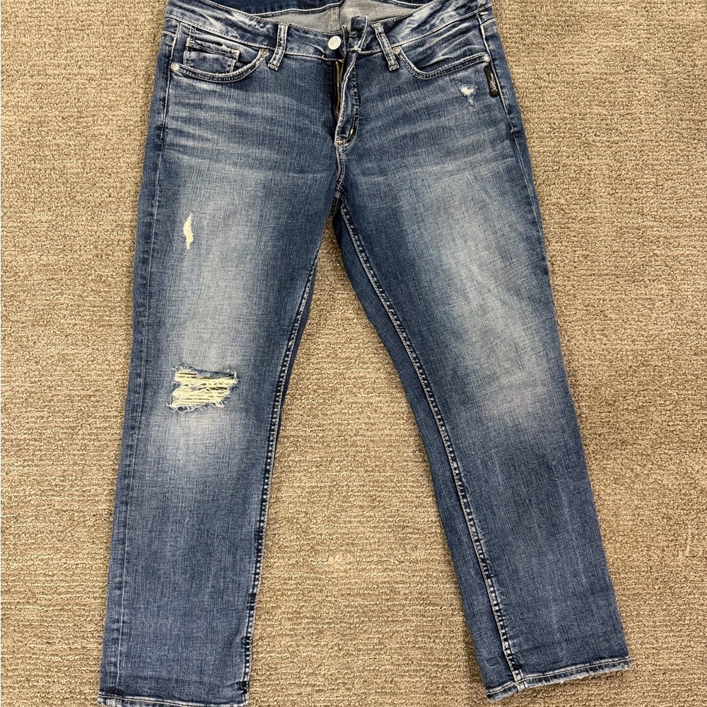 Silver Jeans Women's Cropped Blue Denim